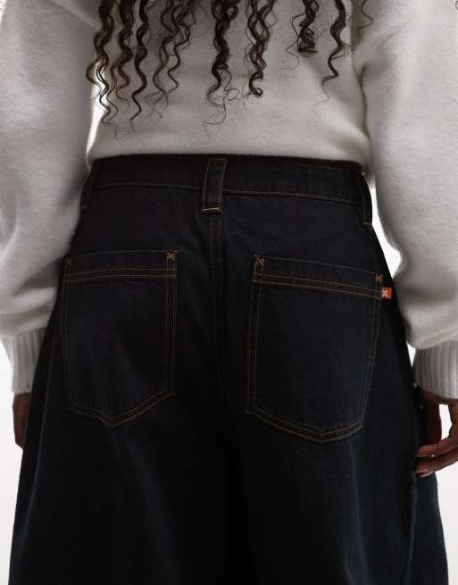 COLLUSION X006 XL Balloon-Jeans mit Bundfalten in dunkler Rinse-Waschung, 4 von 5
