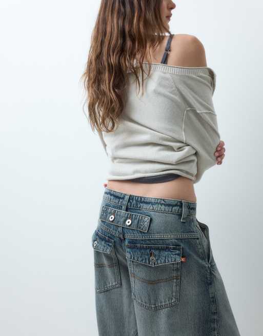 COLLUSION X006 XL balloon low rise jean in stonewash, 3 of 5