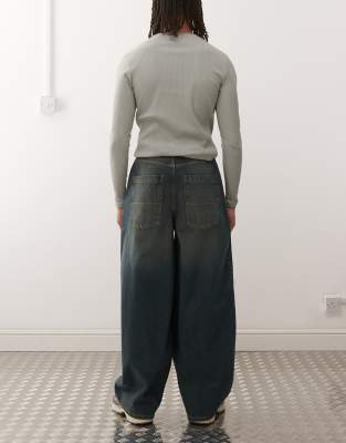 Collusion X006 Xl Balloon Low Rise Jeans In Blue