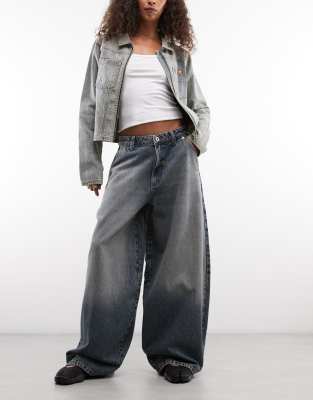 Collusion X006 Xl Balloon Low Rise Jeans In Blue