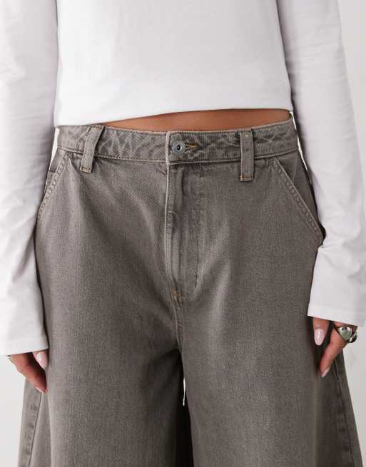 COLLUSION XL balloon low rise jeans in washed gray