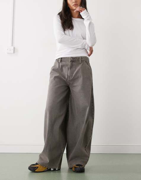 COLLUSION - X006 - XL jeans met ballonpijpen en lage taille in grijs met wassing - view 1