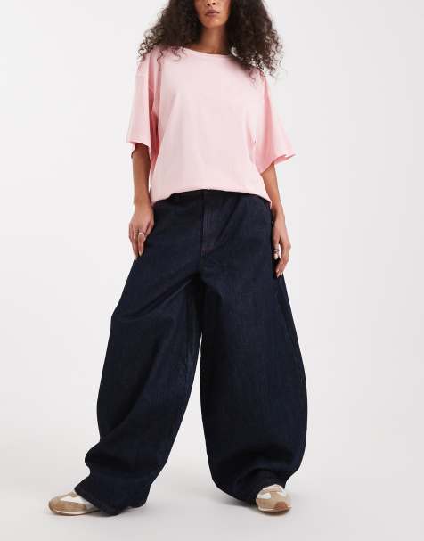 COLLUSION - X006 - XL jeans met lage taille, ballonpijpen en donkere rinse wassing - view 1