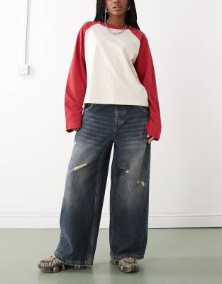 COLLUSION - X007 - Superweite Jeans in Destroyed-Waschung-Blau