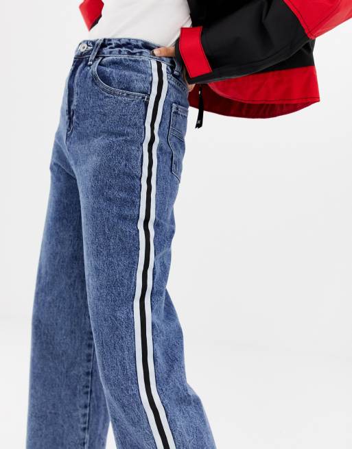 Jeans with stripe down sales leg