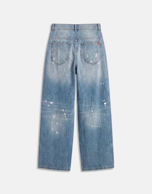 COLLUSION X007 XL baggy adjustable low rise jean in worn wash, 8 of 10