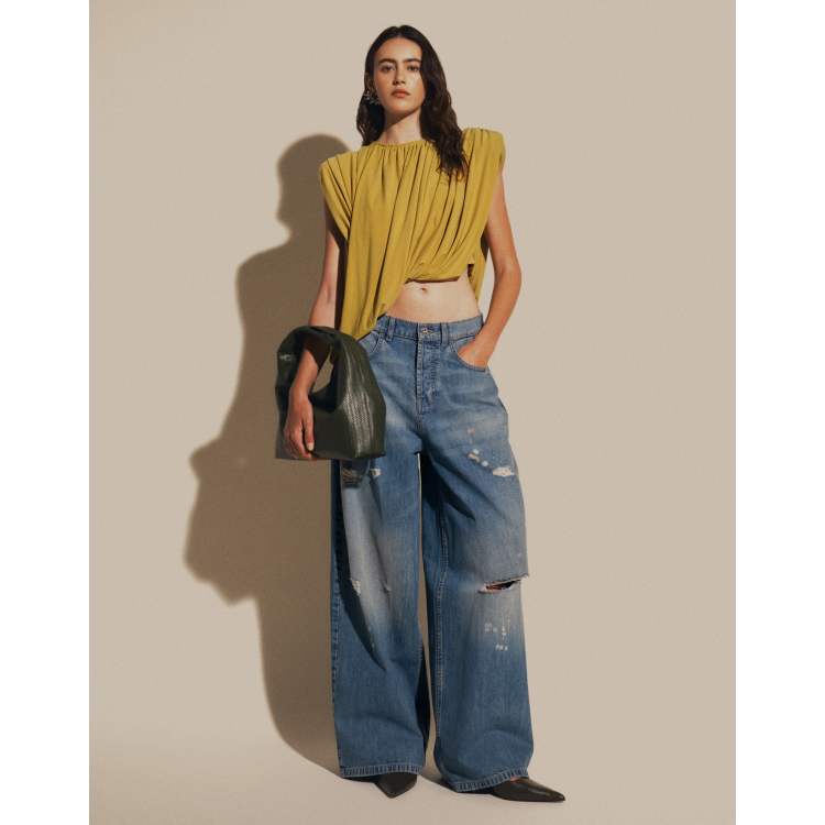 COLLUSION X007 XL baggy adjustable low rise jeans in worn wash | ASOS