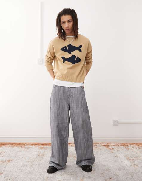 COLLUSION X007 XL baggy jean in grey stripe - view 1