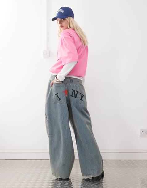 COLLUSION - X007 XL - Baggy jeans met print op de achterkant in lichte wassing - view 1