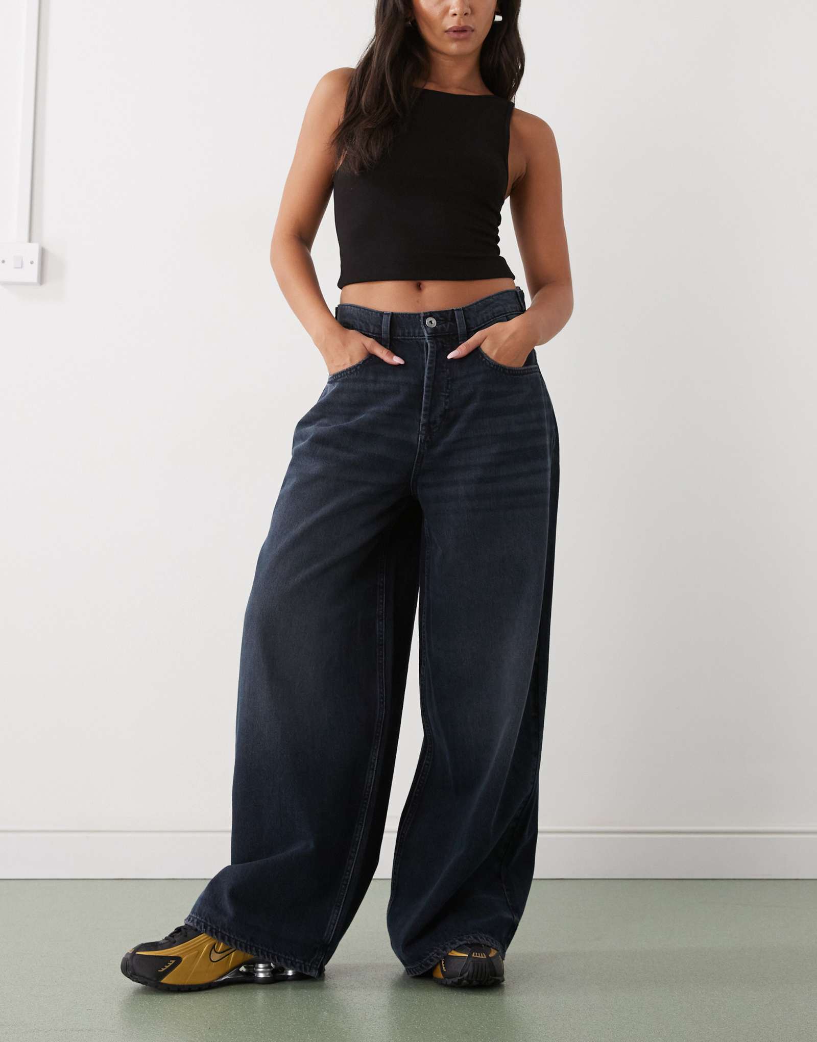 Мешковатые джинсы COLLUSION X007 XL с низкой посадкой темно-синего цвета в стиле гранж, постиранные