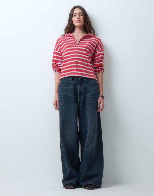 COLLUSION - X007 XL - Jeans ampi a vita bassa lavaggio blu scuro grunge, 3 di 5
