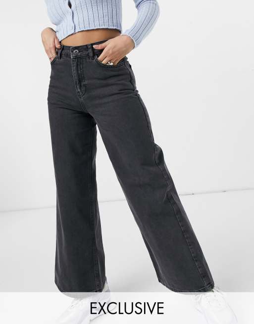 COLLUSION x008 90s wide leg jeans in washed black | ASOS