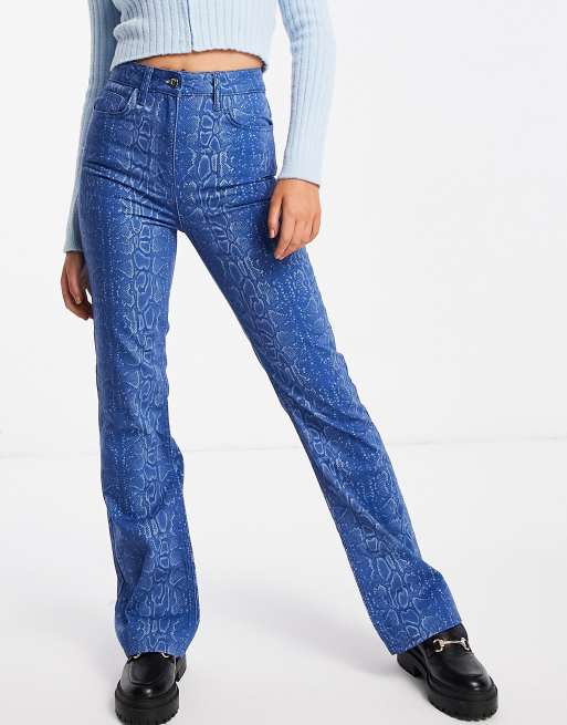 ASOS DESIGN flare jeans in snake print