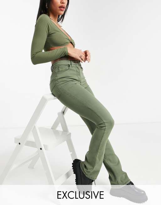 COLLUSION - x008 - Flared jeans in groen met wassing