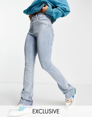 COLLUSION x008 cotton flare jeans in light bleach blue  - ASOS Price Checker