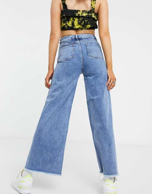 COLLUSION x008 - Jeans con fondo ampio blu stone wash, 2 di 4