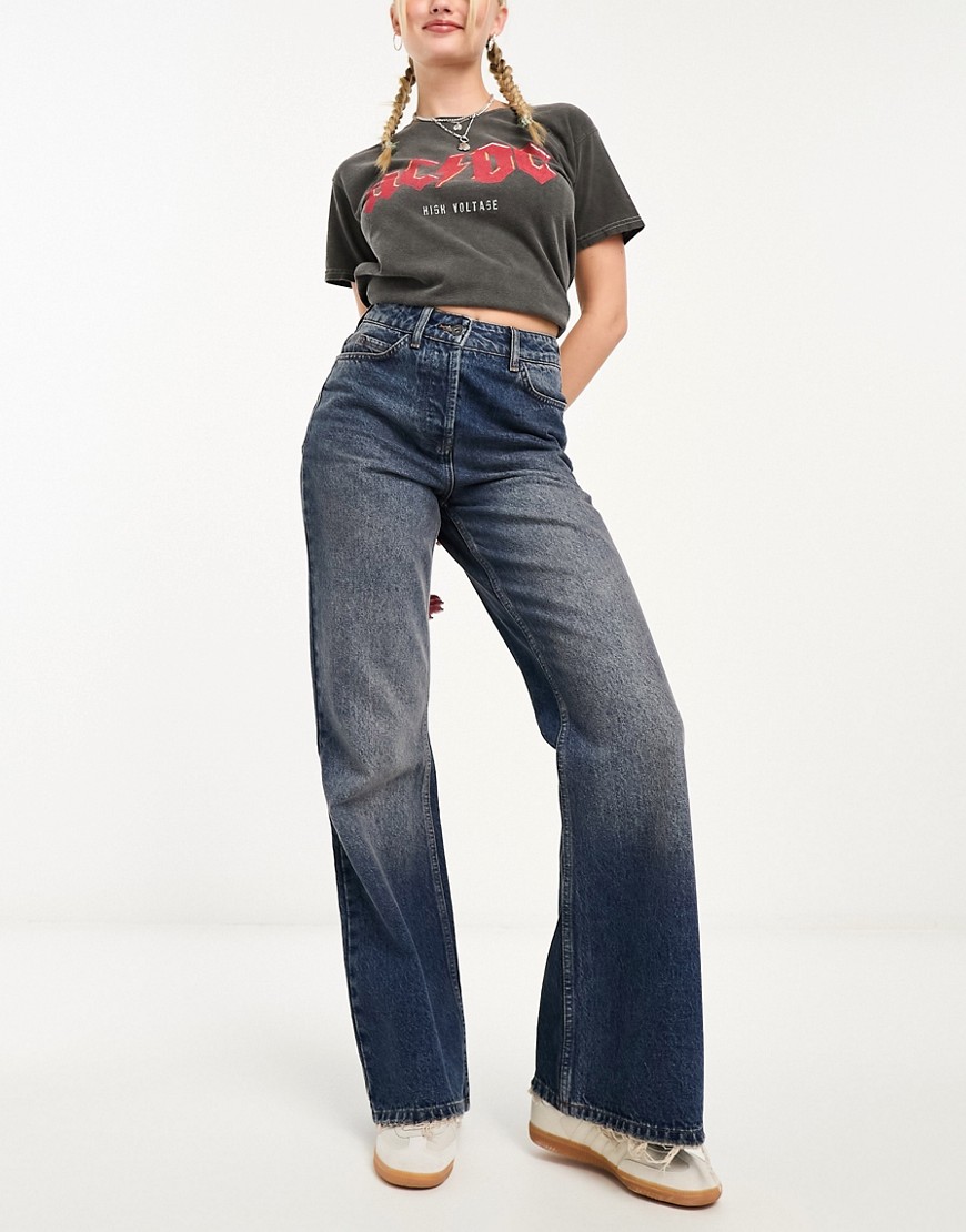 COLLUSION x008 mid rise relaxed jeans in darkwash-Black