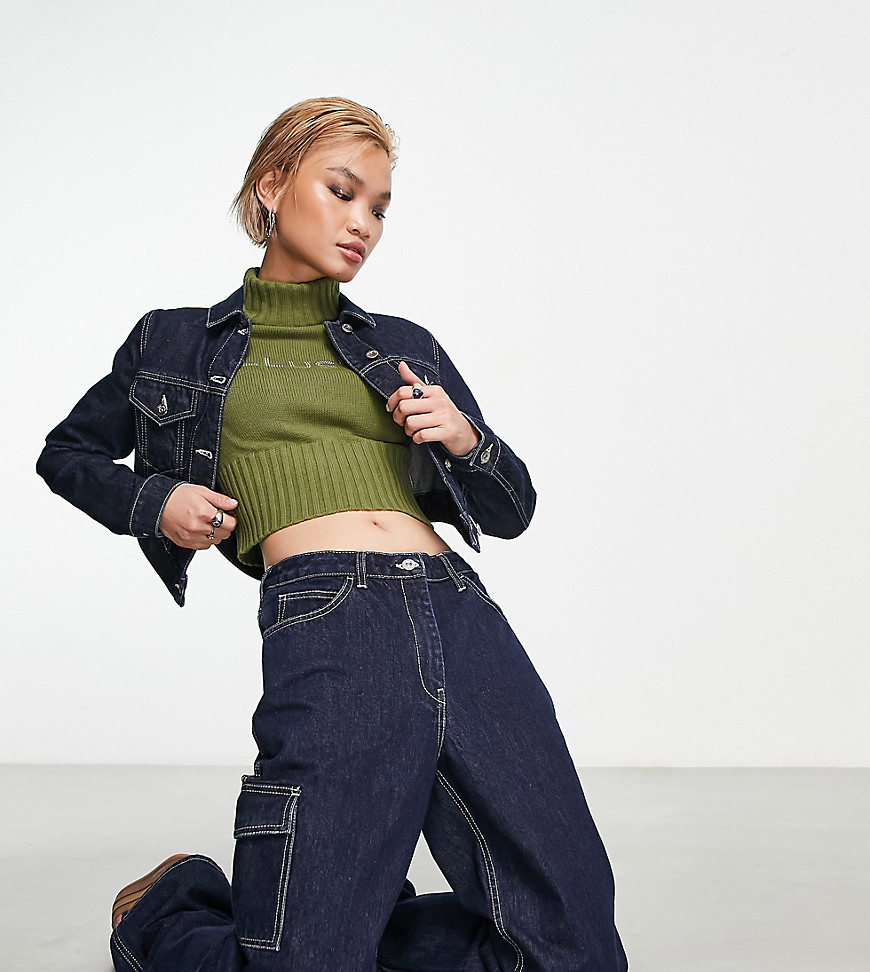 COLLUSION x008 mid rise straight cargo jeans co-ord in indigo-Blue