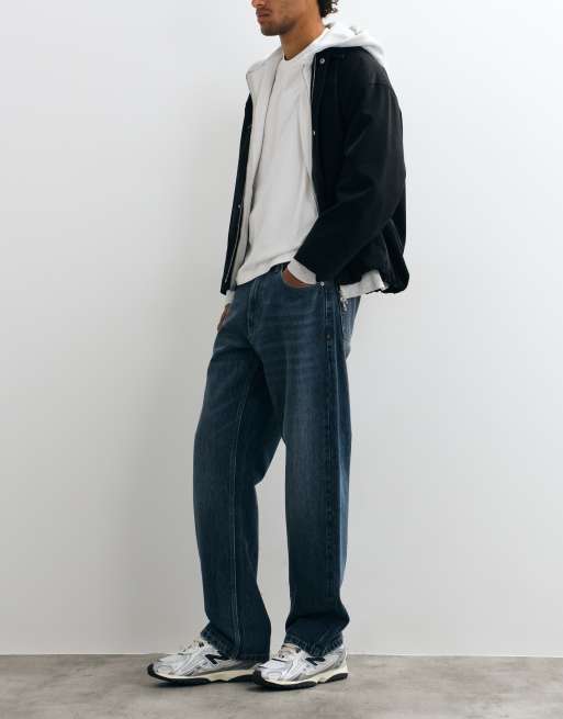 COLLUSION X008 relaxed straight leg jean in smokey blue wash, 3 of 5