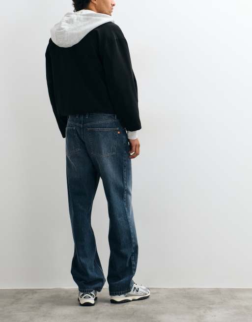 COLLUSION X008 relaxed straight leg jeans in smokey blue wash, 2 of 5