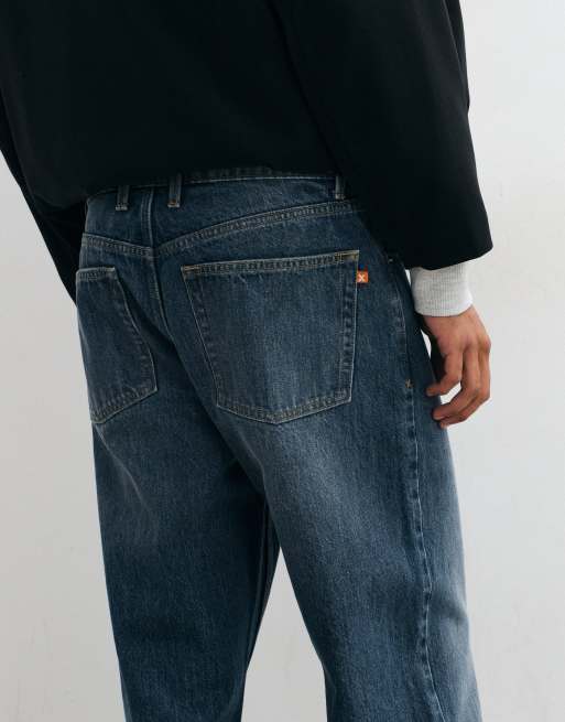 COLLUSION X008 relaxed straight leg jeans in smoky blue wash, 5 of 5