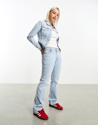 COLLUSION x008 rigid puddle flare jeans co-ord in light blue - ASOS Price Checker