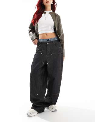 【KOOLOSET】Double Knee Line Wide Denim 206907504-1-rinsewashblue