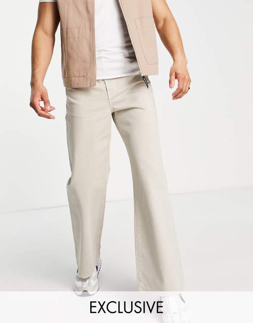 COLLUSION x008 - Stevige flare jeans in ecru