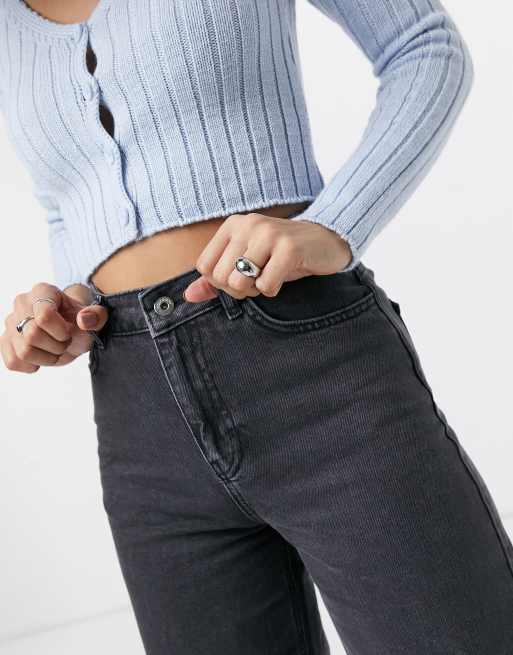 COLLUSION – x008 – Svarta jeans med vida ben och tvättad finish, 3 av 4