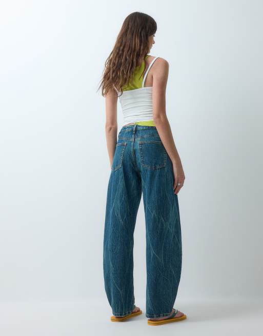 COLLUSION X009 Cocoon-Leg-Jeans in acid-waschung in blauem Marmoreffekt, 5 von 5