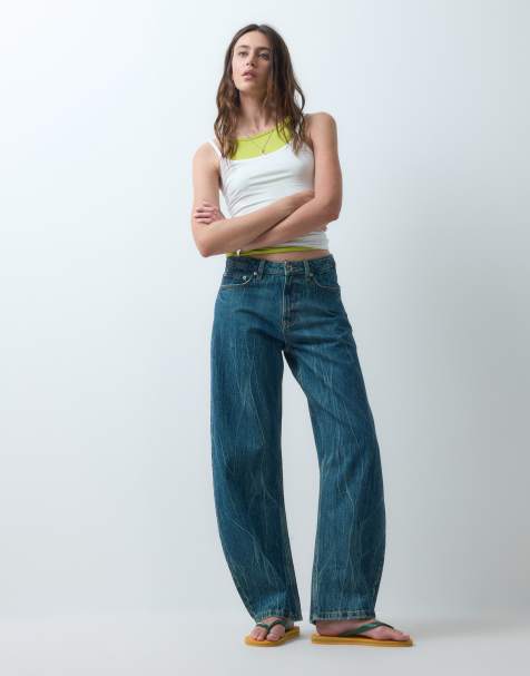 COLLUSION X009 cocoon leg jeans in acid wash blue marble - view 1