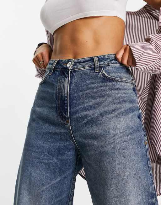 COLLUSION x009 mid rise dad jeans in mid wash - MBLUE, 3 of 5