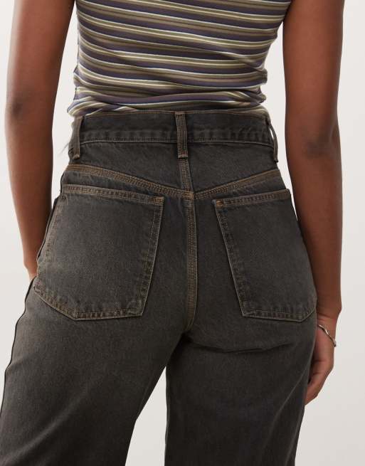 COLLUSION x009 - Ruimvallende dad jeans met halfhoge taille in verwassen zwart, 4 van 5