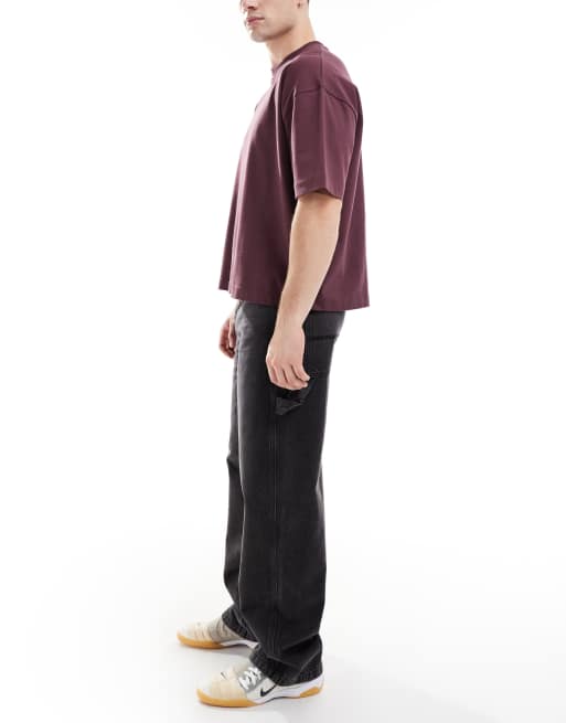 COLLUSION - X011 - Baggy carpenter jeans met halfhoge taille in zwart met wassing, 3 van 5