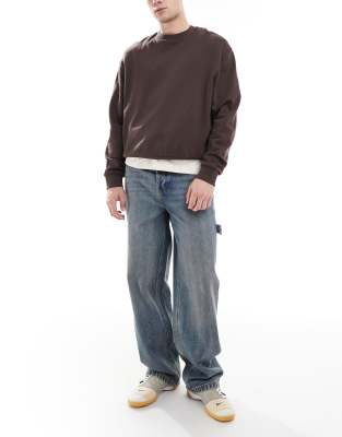 Collusion COLLUSION X011 baggy carpenter mid rise jean in dirty blue