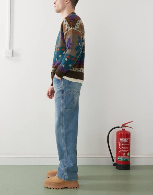 【惜譲3】COMOLI carpenter's indigo blue Ben Davis Men's Denim Carpenter Pants (36W x 32L, Indigo