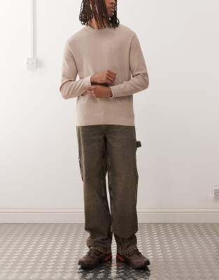X011 - Carpenter-Jeans in verwaschenem Braun mit mittelhohem Bund-Brown Brown W28 L32