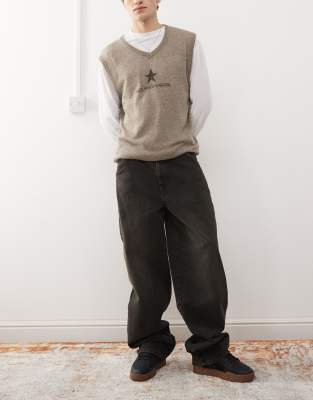 COLLUSION X011 carpenter jeans in washed black - BLACK