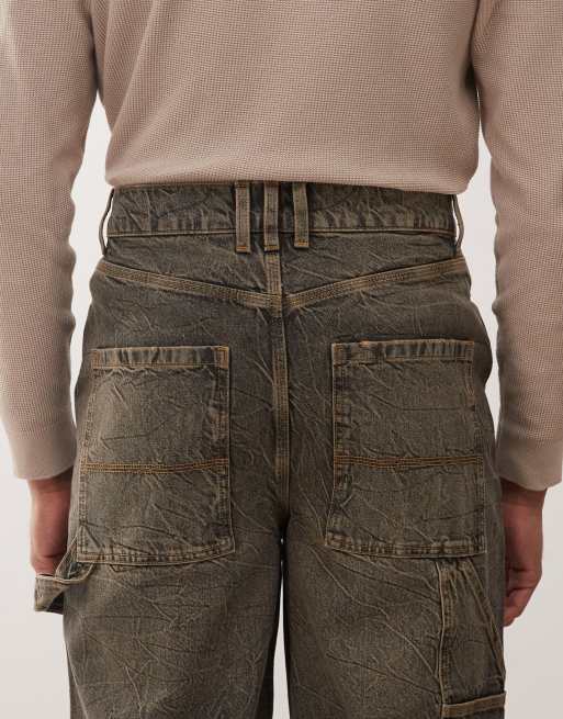 COLLUSION X011 carpenter mid rise jean in washed brown, 4 of 5