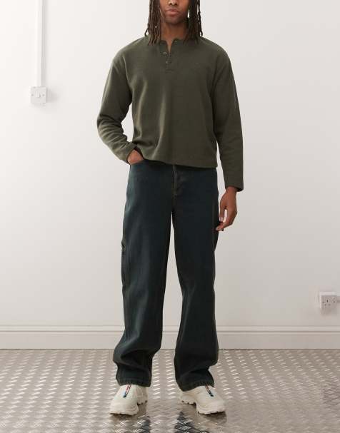 COLLUSION X011 carpenter mid rise jeans in grunge green wash - view 1