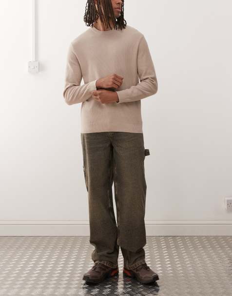 COLLUSION X011 - Jean style charpentier à taille mi-haute - Marron délavé - view 1