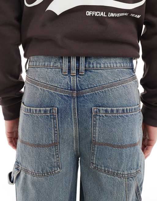 COLLUSION - X011 - Jeans ampi a vita medio alta blu sporco, 4 di 5