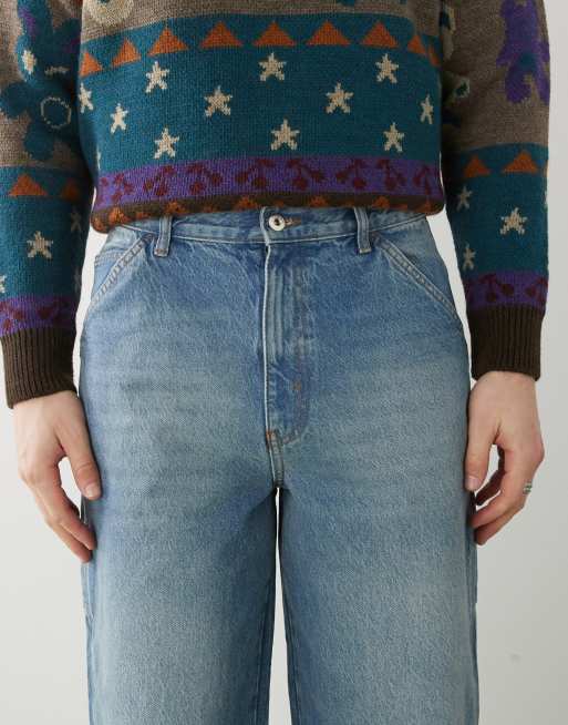 COLLUSION – x011 – Mellanblå jeans i snickarstil, 5 av 5