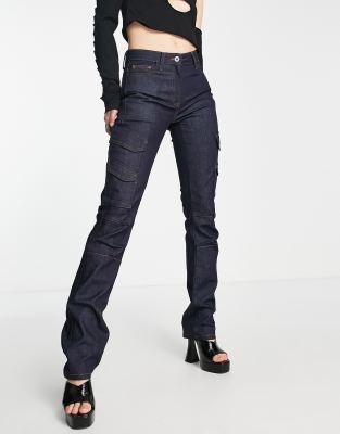 Mid-Rise Wide Leg Utility Cargo Jean