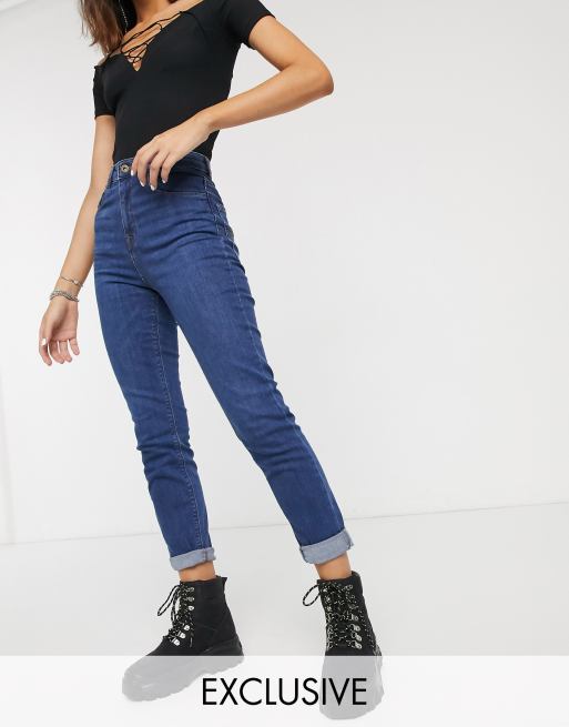 COLLUSION x011 slim mom jeans in dark stone wash | ASOS