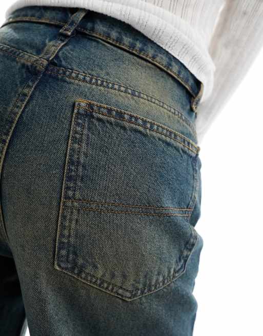 COLLUSION x013 - Jeans met halfhoge taille en wijde pijpen in 'dirty' wassing, 5 van 5