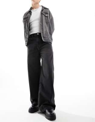 COLLUSION x013 mid rise wide leg in washed black - ASOS Price Checker