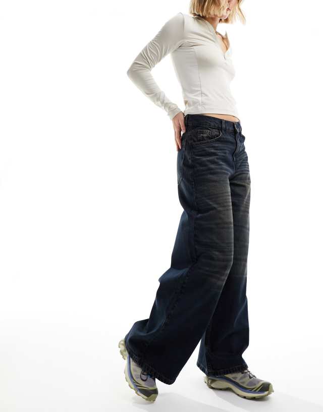 Collusion - x013 mid rise wide leg jeans in darkwash