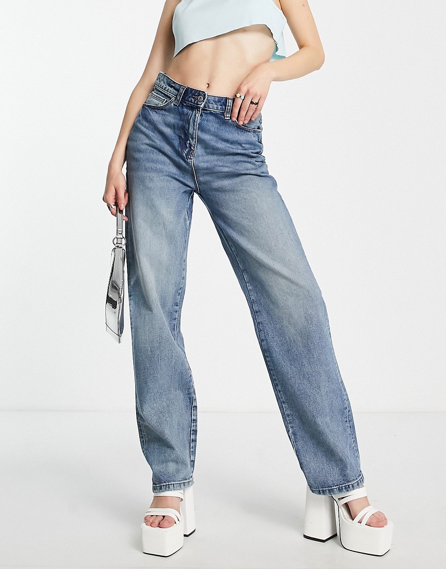 Мешковатые джинсы папы COLLUSION x014 90-х с эффектом потертости