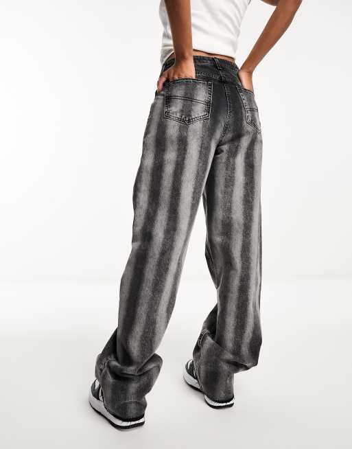COLLUSION x014 90s baggy dad jeans in striped wash black | ASOS
